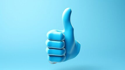 A blue thumbs up sign on a blue background