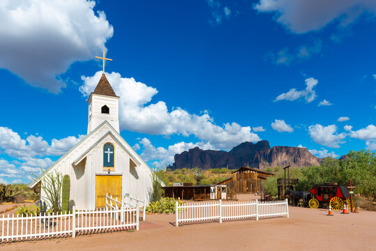 The Elvis Presley Memorial Chapel in Apache Junction, Arizona. Built for the set of the movie Charro!, it is now part of the Superstition Mountain Museum.