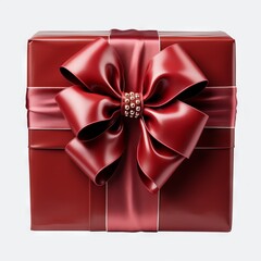 A fancy gift box with bow. Generative AI. 