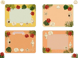 フレーム素材【モンステラ・ハイビスカス】夏のメッセージカード