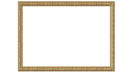 antique gold frame, classic picture or painting frame isolated clear background