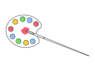 icon symbol art, pallet symbol and painting brush