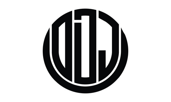 ODJ shield in circle logo design vector template. lettermrk, wordmark, monogram symbol on white background.	