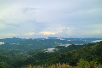 Fototapeta premium mountains sky white clouds background