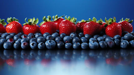 strawberries and blueberries  HD 8K wallpaper Stock Photographic Image