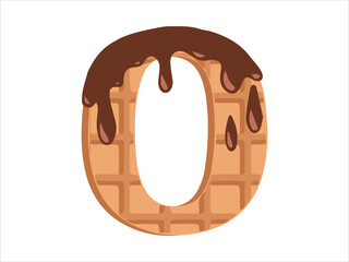 Alphabet Number 0 with Donut Illustration