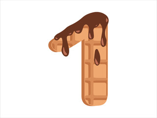 Alphabet Number 1 with Donut Illustration