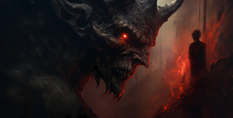 Demon evil monster background.