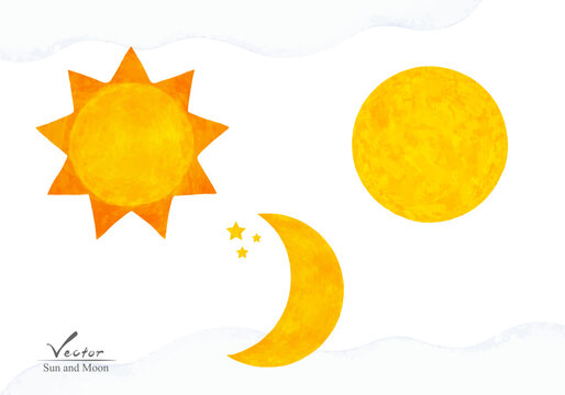 Vectorized Sun and Moon icon set. With bonus decorations cloud and stars.
