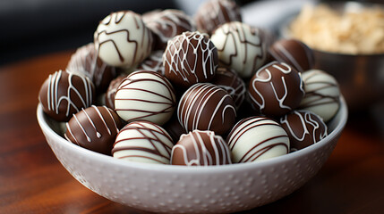 chocolate candy in a bowl  HD 8K wallpaper Stock Photographic Image