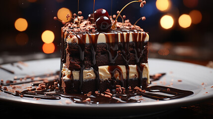 chocolate cake with chocolate  HD 8K wallpaper Stock Photographic Image