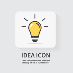 idea icon. Energy and thinking symbol. Creative idea and inspiration concept. Light bulb. Vector illustration