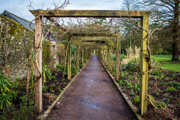 wooden trellis pathway