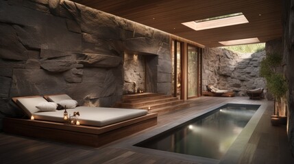 Spa retreat within the villa, complete with a sauna, steam room, massage rooms, and a relaxation lounge.