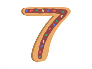 Alphabet Number 7 with Donut Illustration