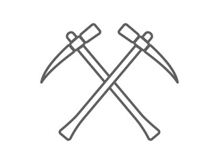 symbol icon for mining purpose, crossed mining hoe icon