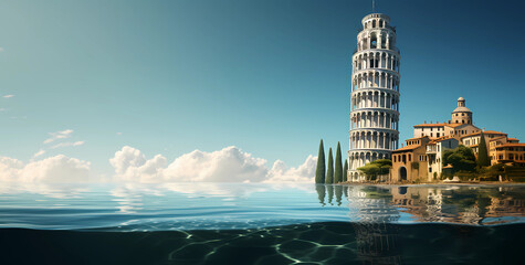 Leaning Tower of Pisa background. - obrazy, fototapety, plakaty