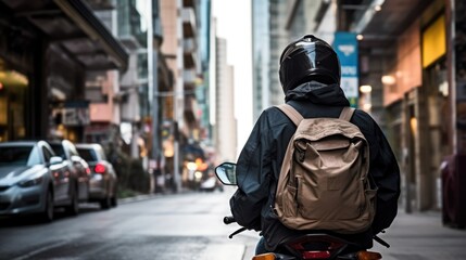 Fototapeta premium motorcyclist on a city street generative ai