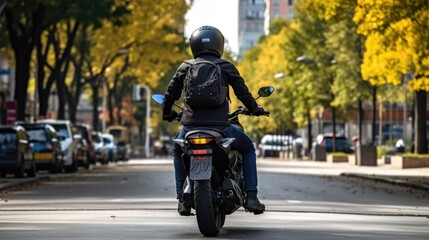 motorcyclist on a city street generative ai