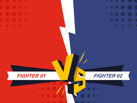Versus banner. VS. Game battle separation of two color, red and blue. Vector illustration template, background and poster.	
