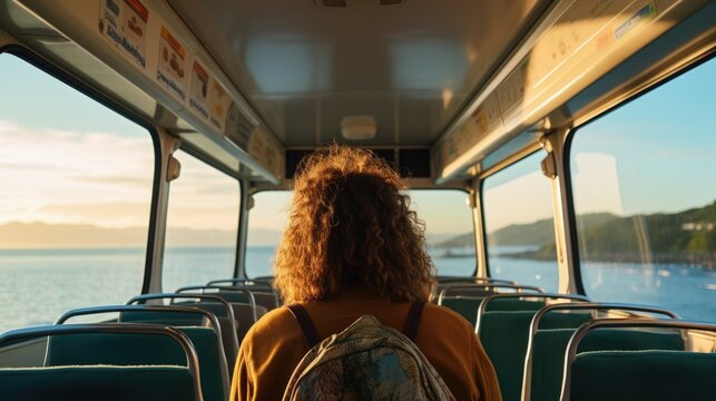passenger on a bus in a coastal area generative ai
