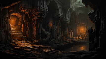 Fototapeta na wymiar Underground Dungeons Game Art