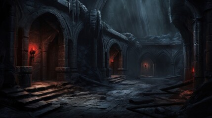 Naklejka premium Underground Dungeons Game Art