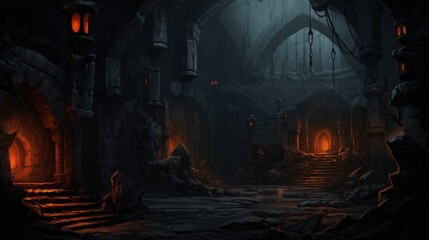 Obraz premium Underground Dungeons Game Art