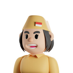 VETERAN FEMALE INDONESIAN INDEPENDENCE DAY 3D RENDER