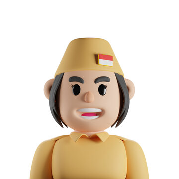 VETERAN FEMALE INDONESIAN INDEPENDENCE DAY 3D RENDER