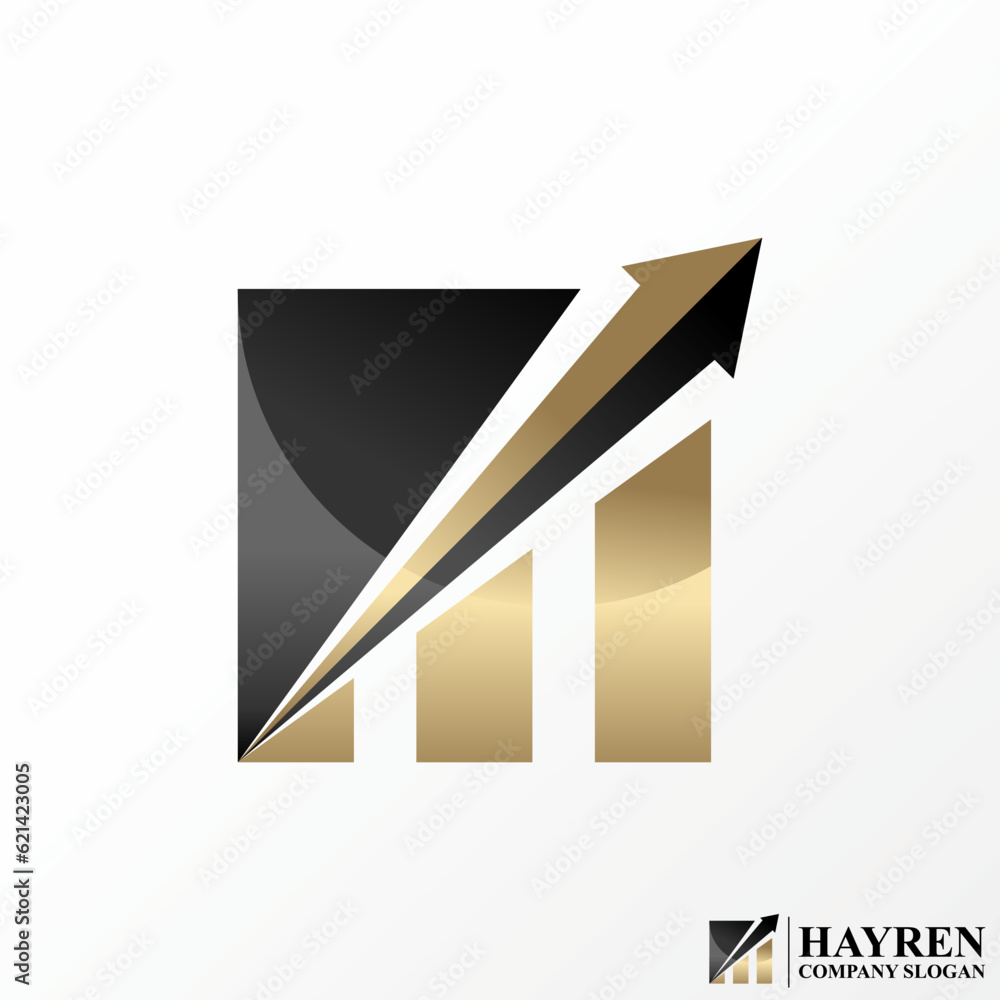Poster logo design graphic concept creative abstract premium free vector stock arrow up and graph bar chart