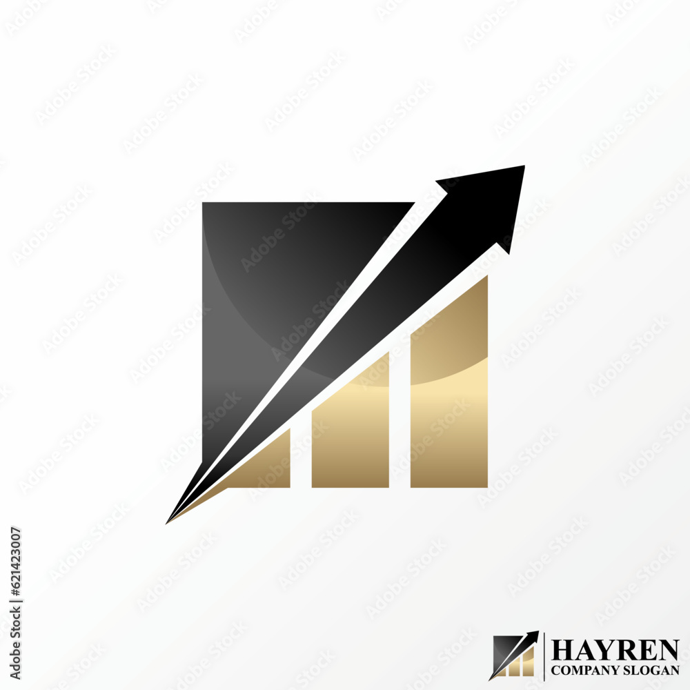 Poster logo design graphic concept creative abstract premium free vector stock arrow up and graph chart bar
