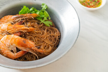 Casseroled or Baked Shrimp with Glass Noodles