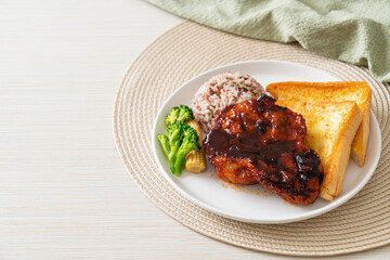 barbecue pork steak with rice berry