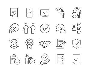 Approve - Line Icons - Editable Stroke
