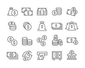 Money - Line Icons - Editable Stroke