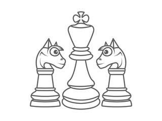 cute chess symbol icon, line art horse chess piece symbol