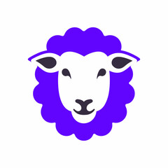 Sheep head icon. Flat design style vector illustration