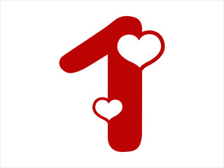 Heart Alphabet Number 1 Illustration