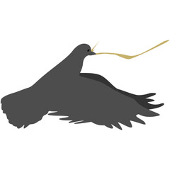 illustration of a pigeon in flight with a piece of straw
