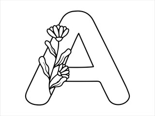 Botanical Leaf Alphabet Letter A Illustration