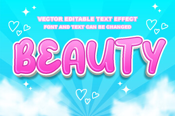 beauty girl pink feminine cute kawai collorful editable text effect font style template design background