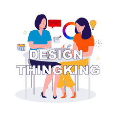 Design thinking workspace ideation creative teamwork professional job coloring beautiful girl creating editing artist