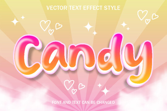 candy sweet cute kawai collorful pink feminine editable text effect font style template design background