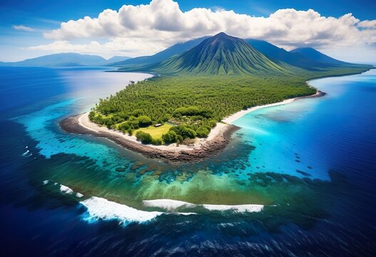 Aerial view of White Island Mambajao Camiguin Philipine