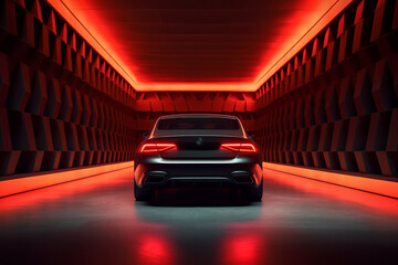 automobile car transportation auto red led modern dark neon luxury. Generative AI.