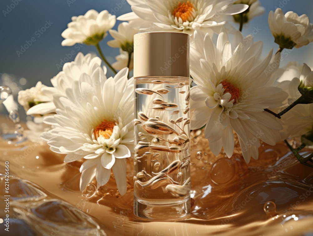 Poster Product photography, Skin care products are inspired by nature and evoke images of the sea,