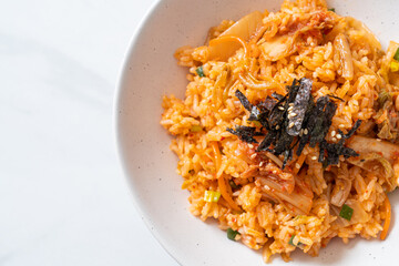 kimchi fried rice with seaweed and white sesame