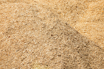 大量のウッドチップ