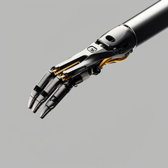 Fototapeta premium Robotic Arm Mechanical 3D Science Fiction Sci-fi Hand Assist Task Droid Metal Science Technology Industrial Manufacturing Assembly Joint Articulation Automated Steel Forearm Wrist 